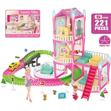 221Pcs DIY Luxury Villas Doll House With Doll